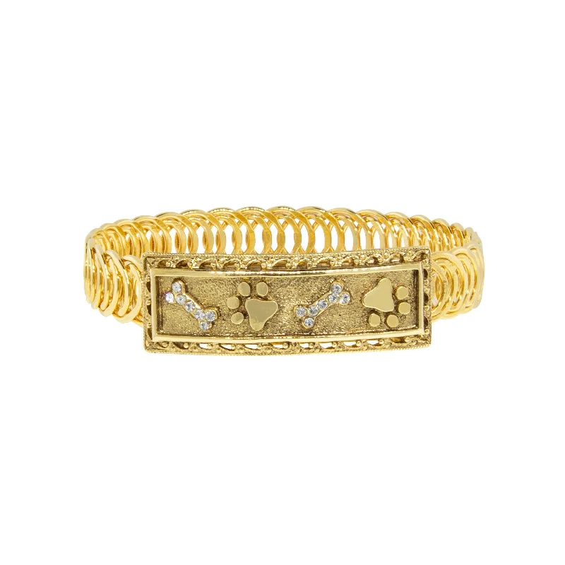 chic minimalist bracelet with gold plating -1928 Jewelry® 14K Dipped Paw And Bones Belt Bracelet