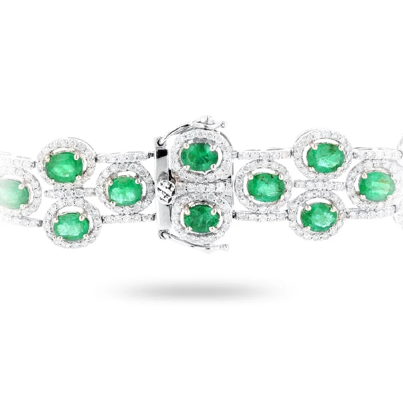 crystal bracelet for spiritual healing -Auriya Platinum 11 1/8ct Emerald and 5 1/5ct TDW Diamond Bracelet - Green