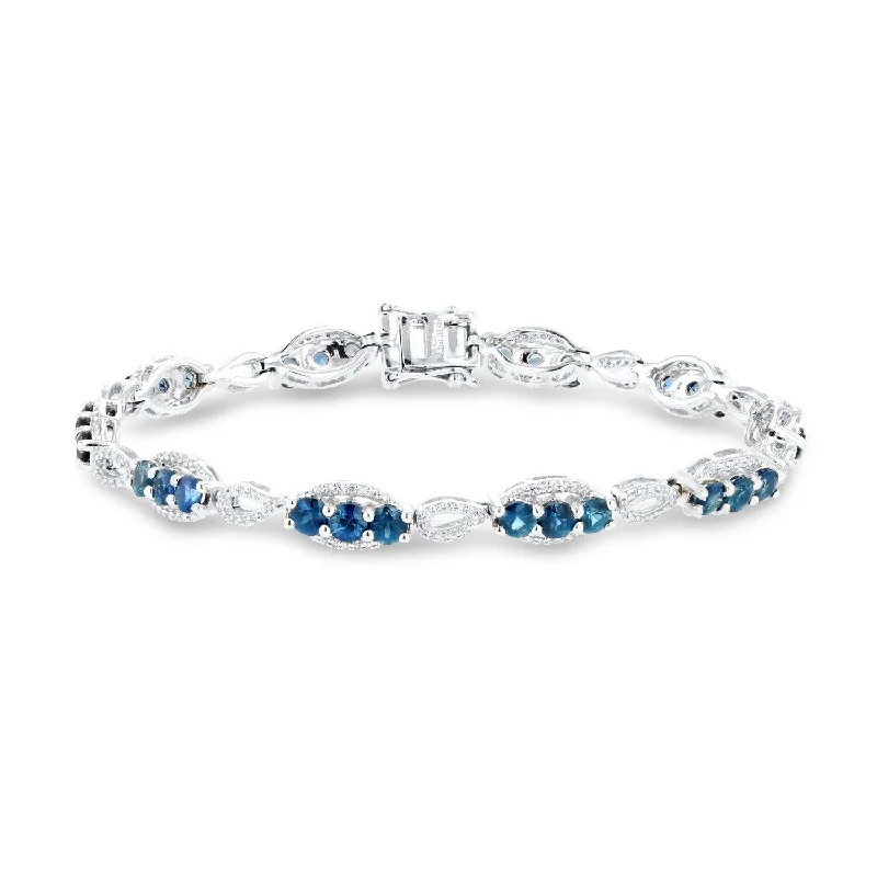 women’s adjustable bangle for fashion -Auriya Platinum 6 1/3ct Blue Sapphire and 1/2ct TDW Diamond Bracelet