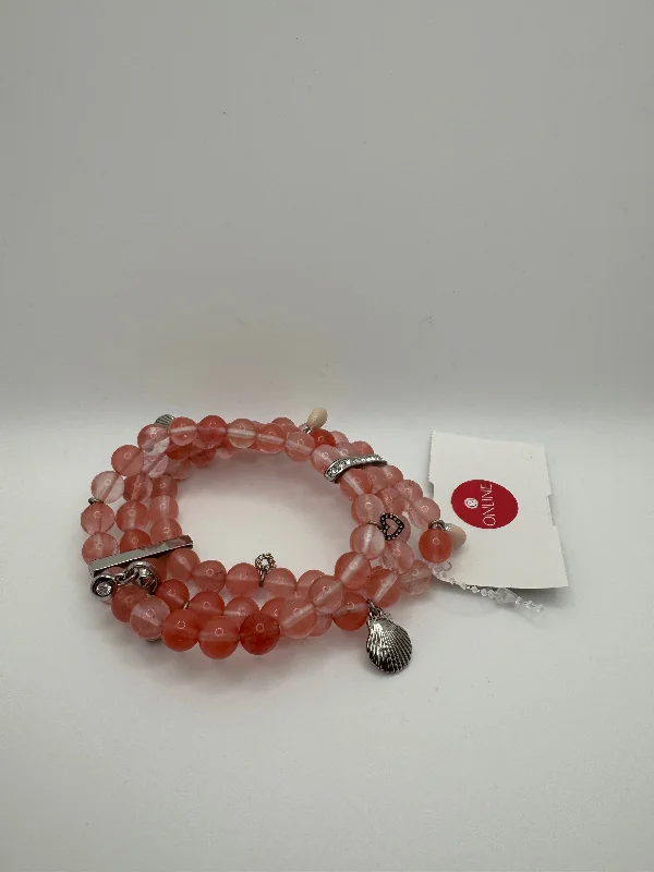 custom handmade bracelet -BRACELET BEADED CABI in PINK & SILVER