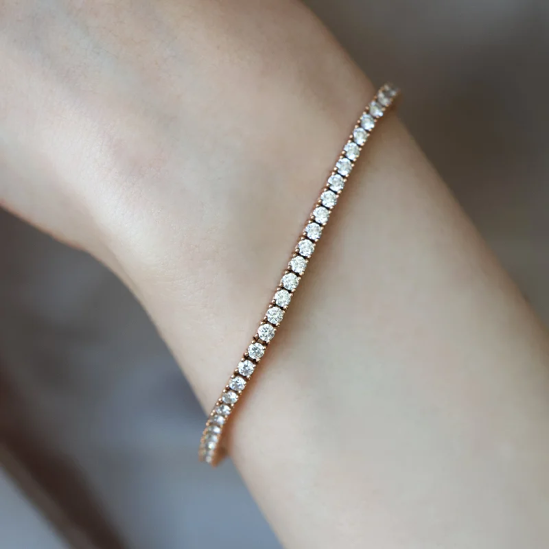 adjustable bracelet with meaningful engraving -Diamond Tennis Bracelet 18K Rose Gold