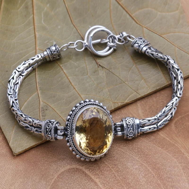 friendship bracelets for kids -Endless Facets Brilliant Citrine Pendant Bracelet Handmade in Bali