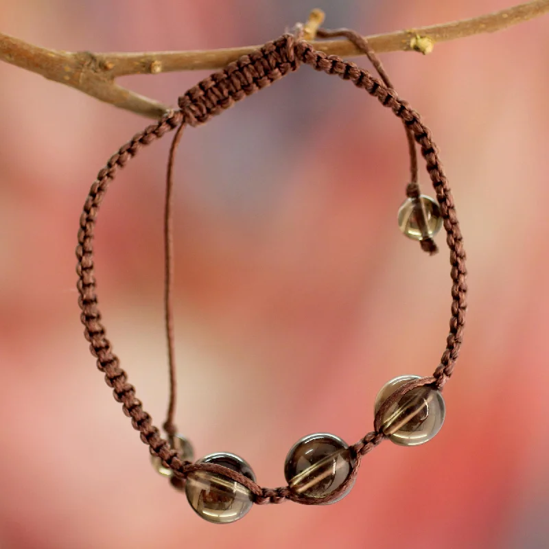 handmade gemstone bracelet for style -Enduring Peace Unique Smoky Quartz Shambhala-style Bracelet