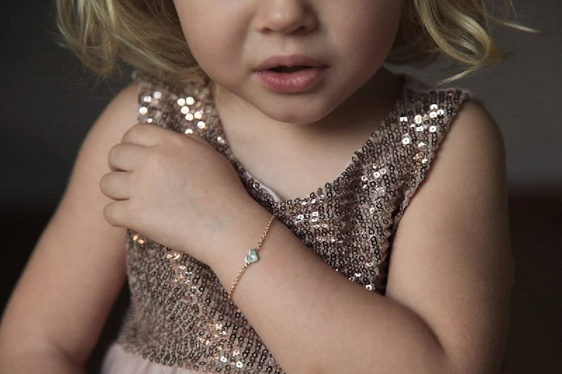 silver beaded bracelet for boho chic -Girls' Gold Bracelet For Baptism Or Gift