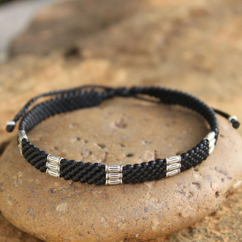 adjustable gemstone bracelet for personal fit -Hill Tribe Rice Silver Braided Bracelet