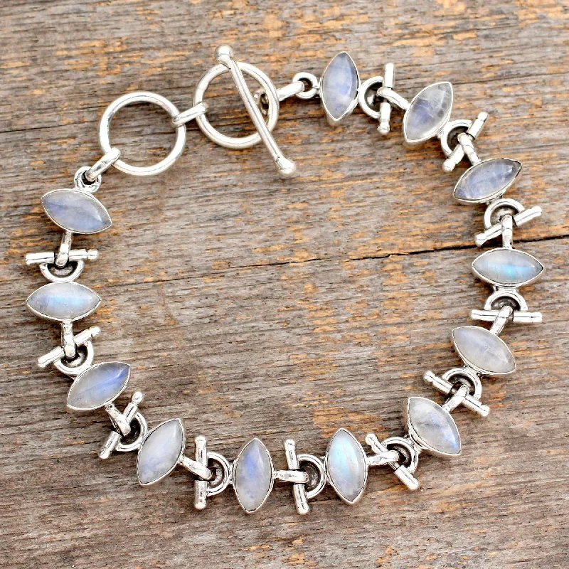 simple knot bracelet for couples -Hope Sterling Silver Rainbow Moonstone Bracelet Fair Trade