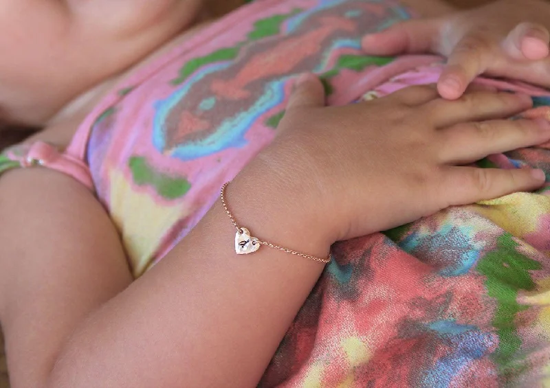 trendy adjustable bracelet for personal fit -Infant Baby Bracelet, Rose Gold Filled Heart Bracelet