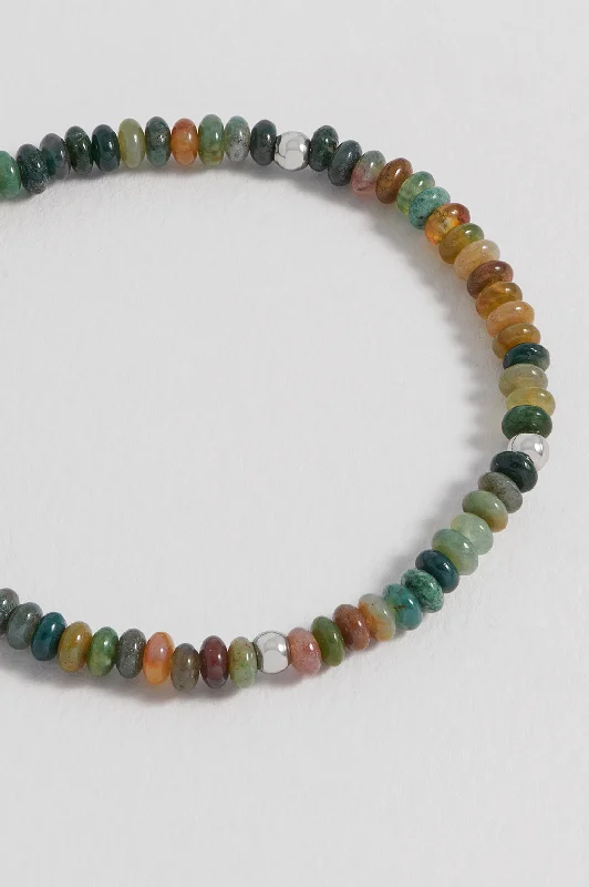 natural stone bracelet with healing properties -Mens Gemstone Stretch Disc Bracelet