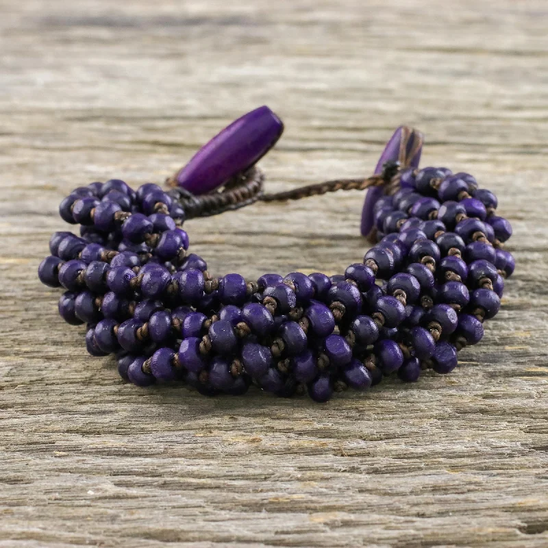 men’s casual bracelet for everyday wear -Nan Belle Purple Torsade Bracelet Wood Beaded Jewelry