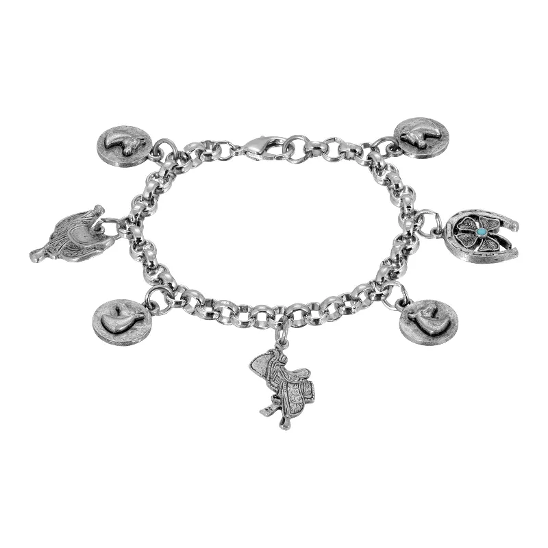 luxury bracelet for special celebrations -1928 Jewelry® Peweter Charm Horse  Bracelet