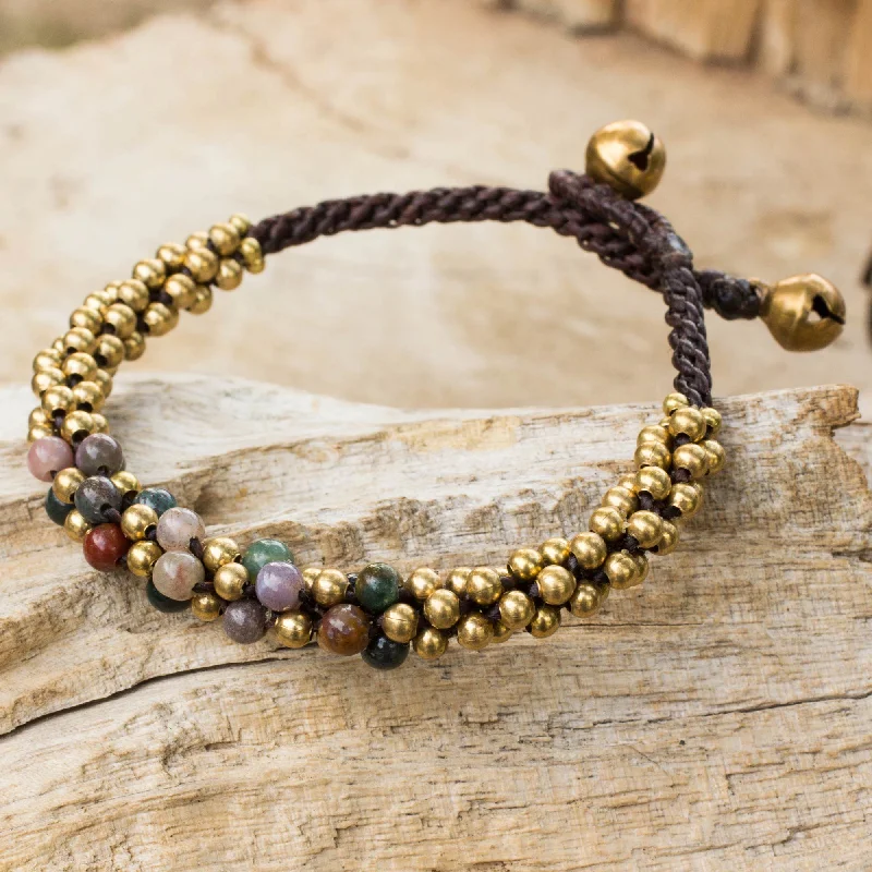 best beaded bracelet for every season -Rainbow Helix Multicolor Jasper and Brass Beaded Bracelet