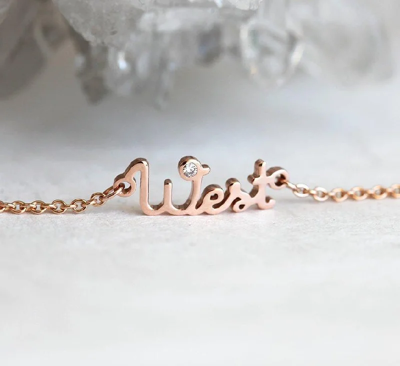 beaded friendship bracelet kits -Simple Rose Gold Personalized Bracelet, Name Bracelet