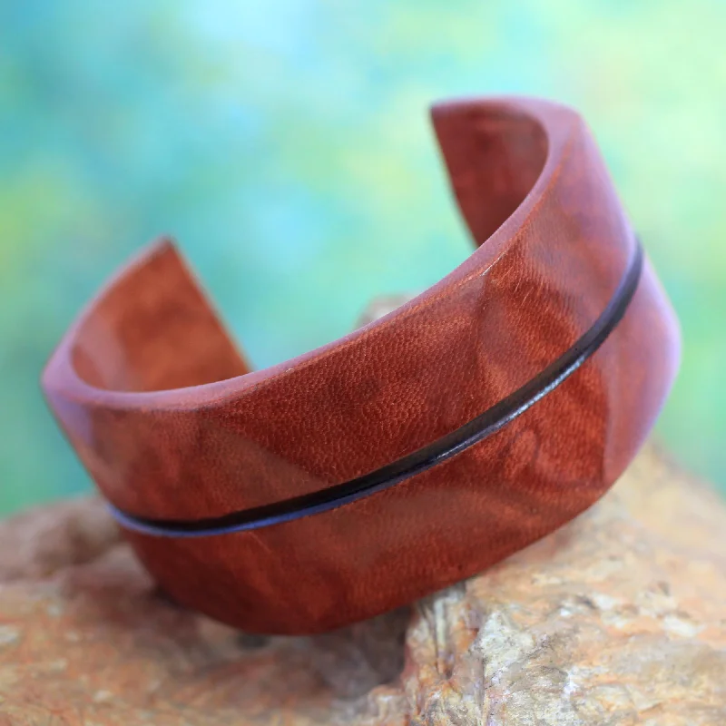 wrap bracelet for stylish finish -Wend Konta in Cinnamon Leather cuff bracelet