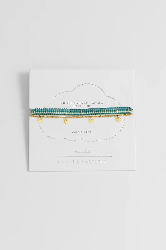 silver-plated bracelet with gemstone -Woven Duo Beaded Charm Bracelets