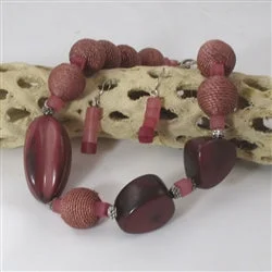 personalized name necklace -Eco-friendly Necklace in Dusty Rose Tagua Nut and Hemp