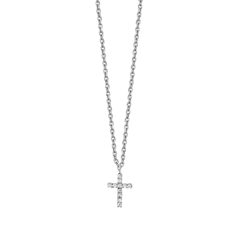 turquoise pendant necklace -14K White Gold Diamond Tiny Cross Necklace