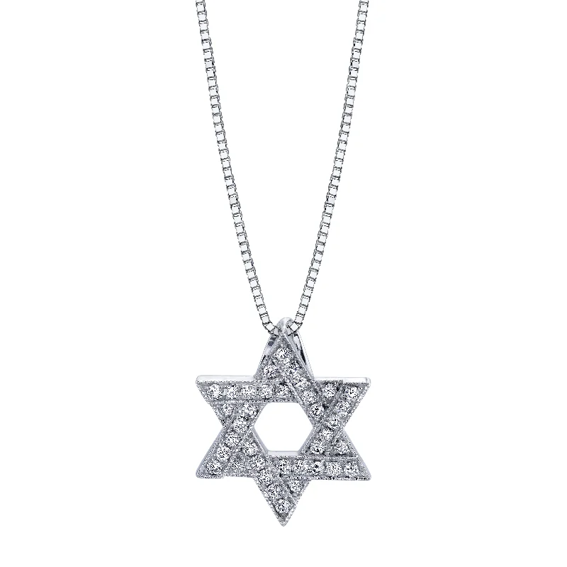 creative pendant for necklace -14K White Gold Star Of David Diamond Necklace