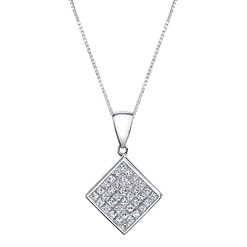 romantic pendant necklace -14K White Gold Diamond Necklace