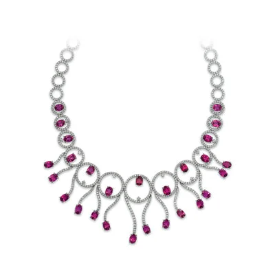 luxurious necklace set -18K Diamond And Tourmaline Necklace