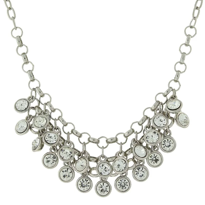 long pendant necklace -1928 Jewelry Crystal Cluster Bib Necklace 16" + 3" Extender