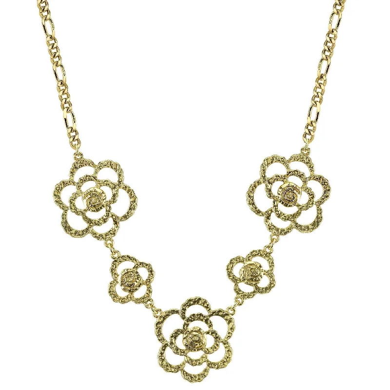 celestial necklace design -1928 Jewelry Gold Hammered Flower Necklace 18"