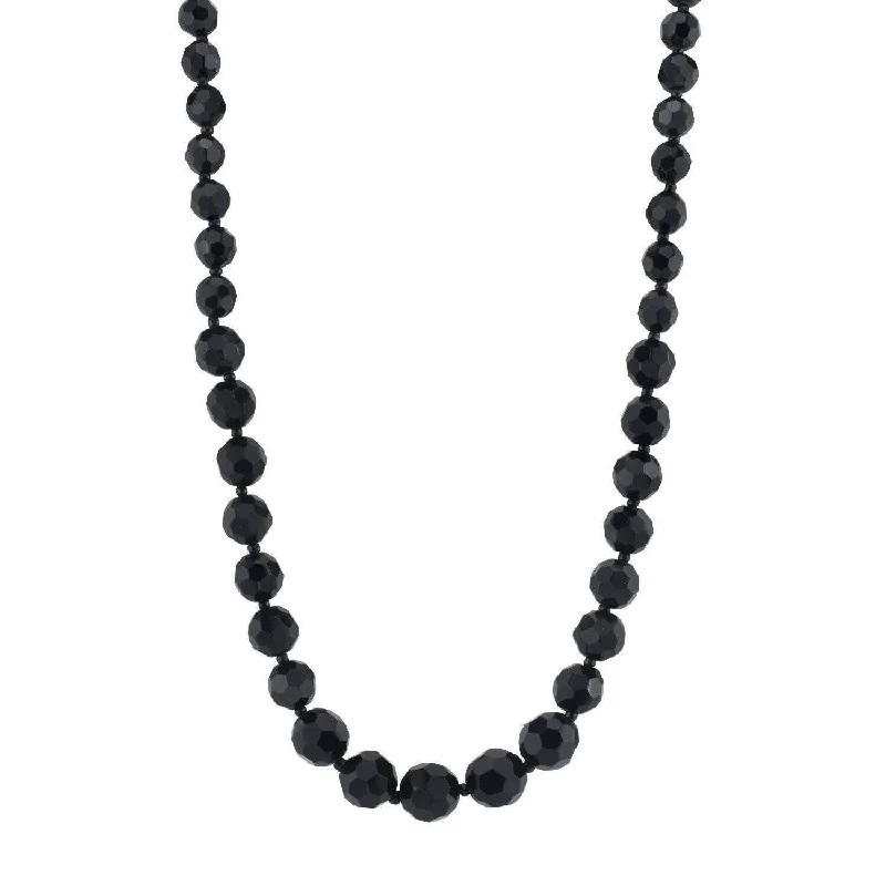 stylish layered necklace -1928 Jewelry Graduated Black Glass Beaded Necklace 15" + 3" Extender