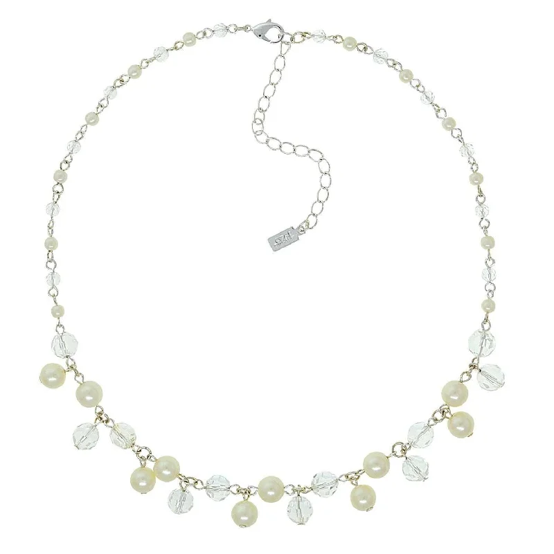 minimal necklace design -1928 Jewelry Crystal Faux Pearl Multi Necklace 16" + 3" Extender