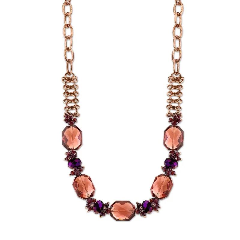 colorful gemstone necklace -2028 Jewelry Amethyst Purple Color Faceted Necklace 16" + 3" Extender