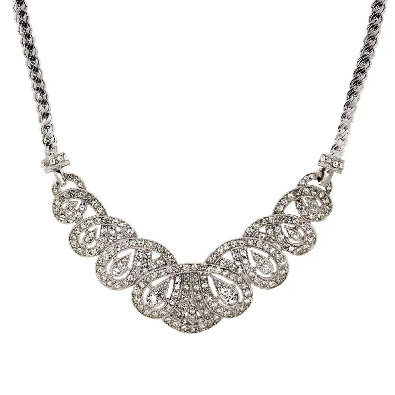 trendy moon necklace -Antiquities Couture St. James Eternity Club Pave Crystal Necklace 18"