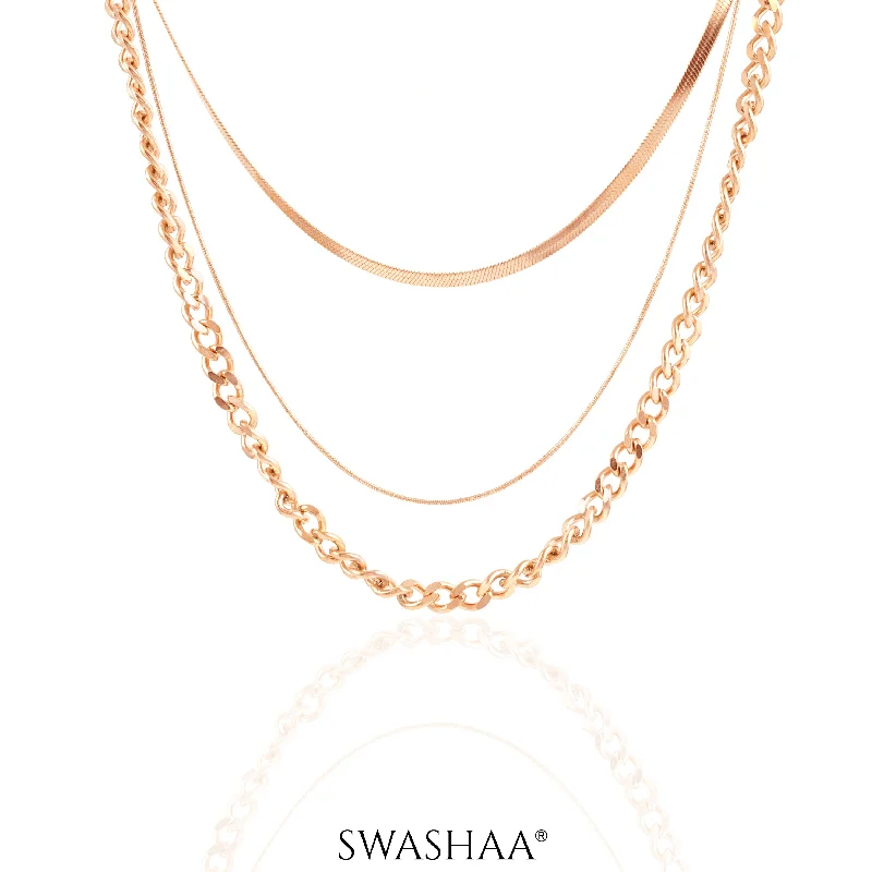 rose gold necklace -Blaine Rosegold Plated Necklace