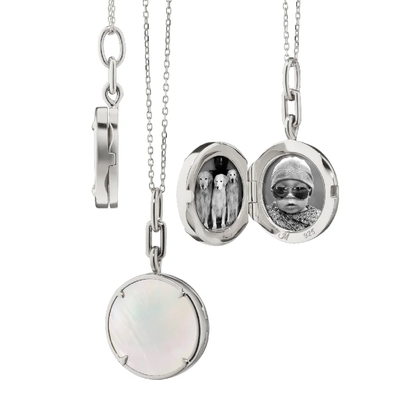 anniversary necklace for wife -"Brooke" Slim Sterling Silver Locket Necklace