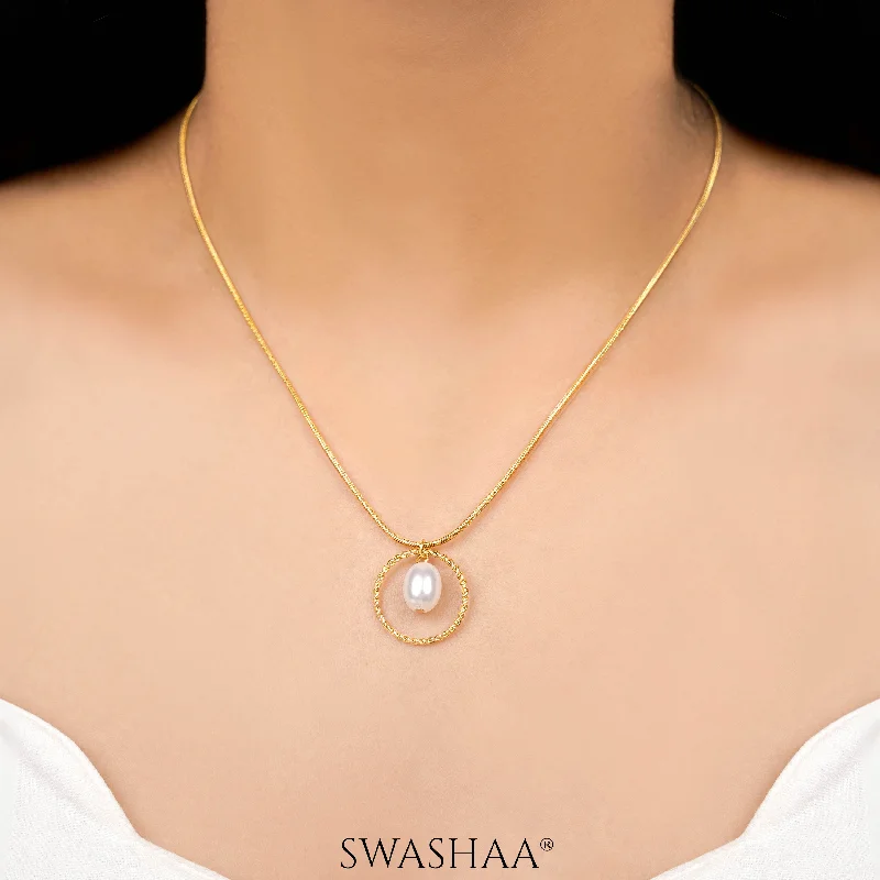 heart pendant necklace -Claudius Pearl 18K Gold Plated Necklace