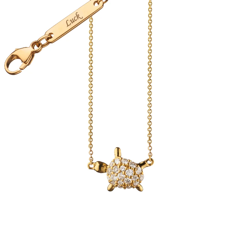 luxury gold necklace -Diamond Critter Turtle "Luck" Necklace