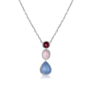 spiritual necklace for women -18K Multi Gem Drop Necklace With Diamonds