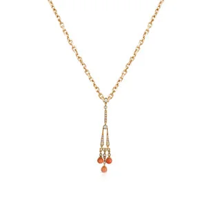 celestial star necklace -18K Rose Gold Chandelier Diamond Necklace With Corrals