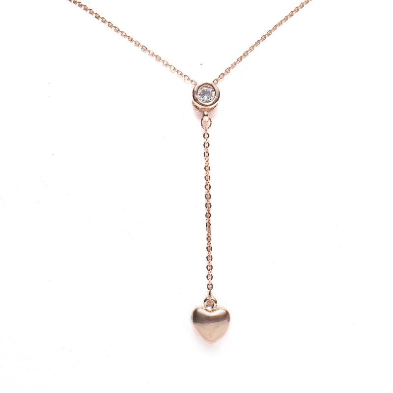 silver charm necklace -Isabella Rosegold Plated Necklace