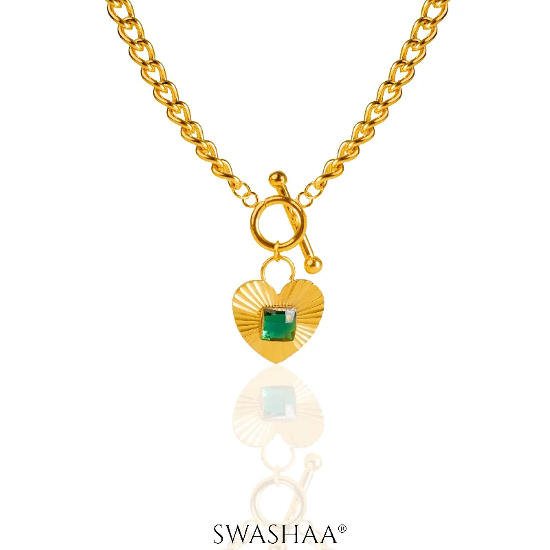 birthstone necklace with charm -Libi 18K Gold Plated Necklace