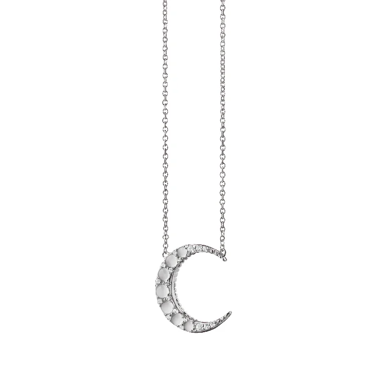 chain necklace for men -Moonstone Midi Crescent Moon Necklace