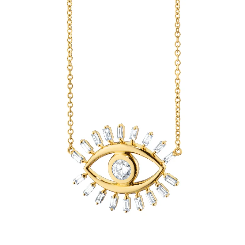 vintage style necklace -“Protect” Diamond Evil Eye Necklace