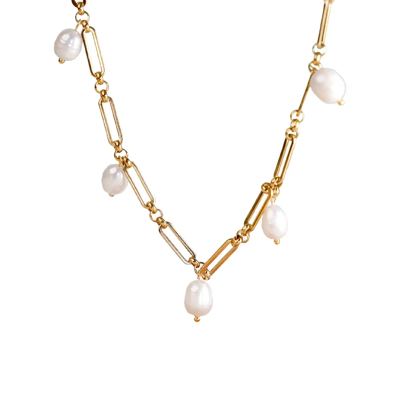 vintage pearl necklace -Ramya 18K Gold Plated Necklace