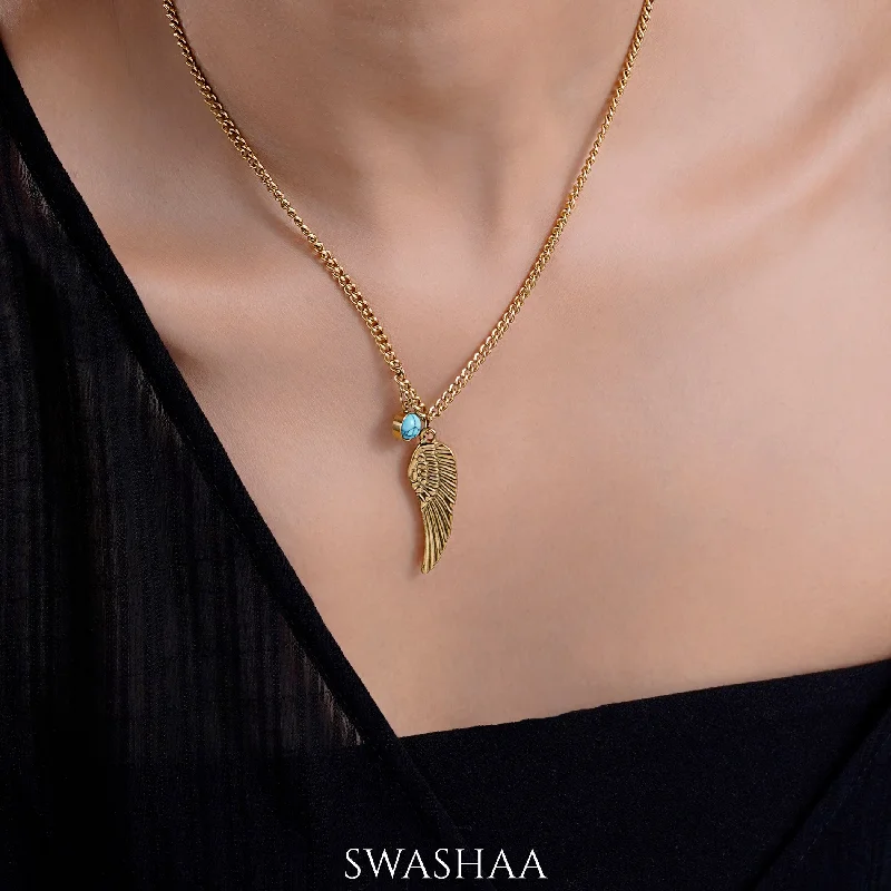 spiritual gemstone necklace -Rana Wings 18K Gold Plated Necklace