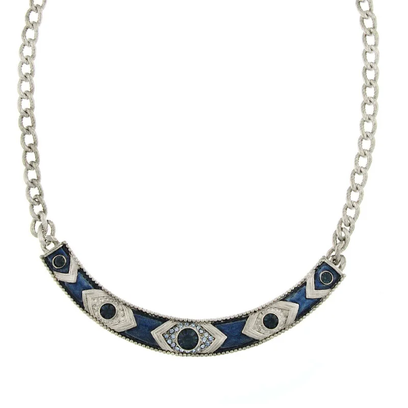 infinity symbol necklace -1928 Jewelry Blue Crystal And Blue Enamel Collar Necklace 16" + 3" Extender