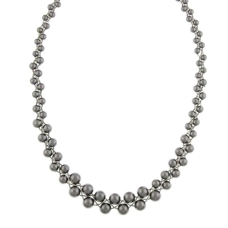 custom gemstone necklace -1928 Jewelry Round Intertwined Tahitian Grey Faux Pearl Strand Necklace 18" + 3" Extender