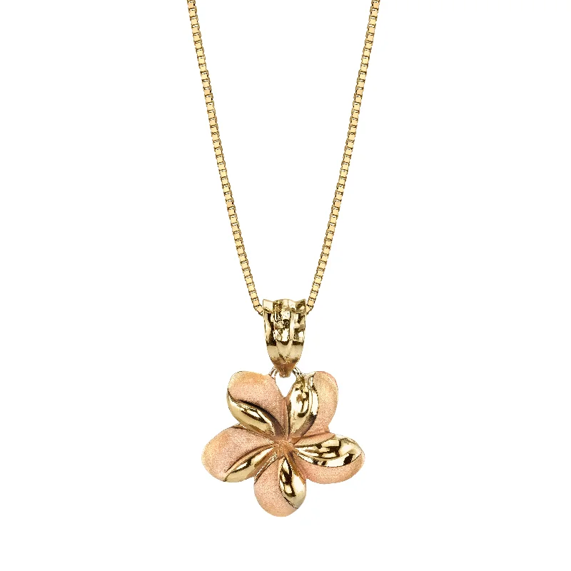 sterling silver necklace -14K Yellow Gold Flower Necklace