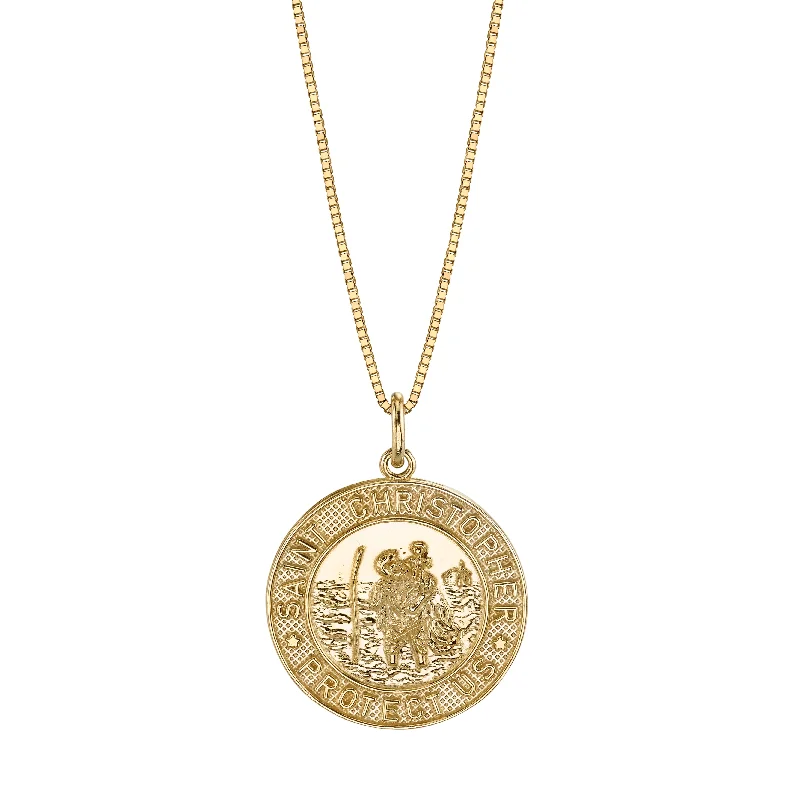 statement heart necklace -14K Yellow Gold Saint Christopher Necklace