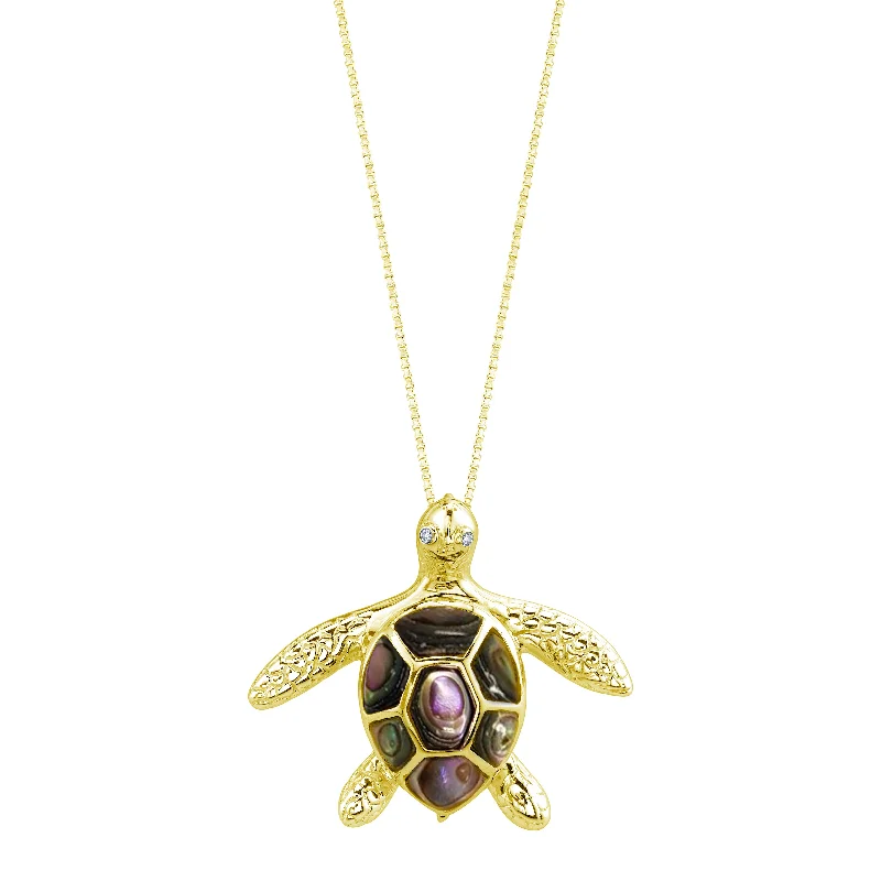 delicate moonstone necklace -14K Yellow Gold Sea Turtle (Honu) Diamond Necklace