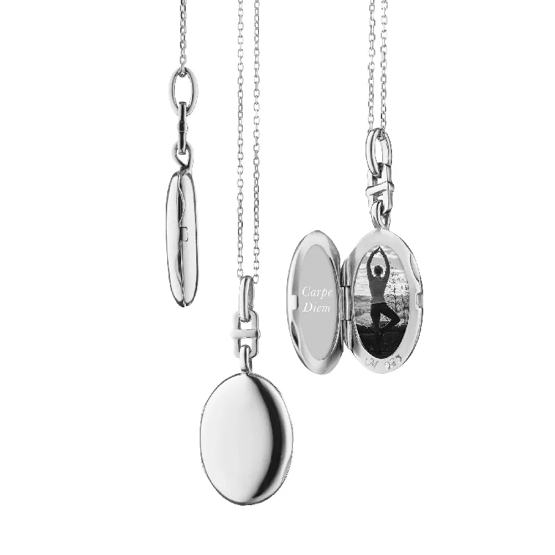 crystal pendant necklace -Slim Oval "Eve" Locket Necklace