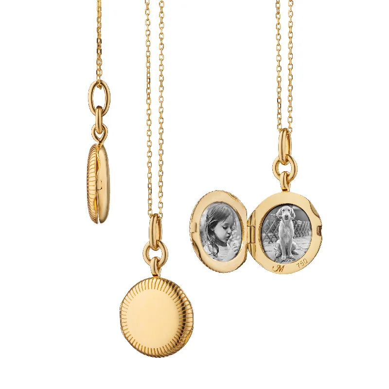 engraved necklace for gift -Slim "Nan" 18K Gold Locket Necklace with Engraved Accents