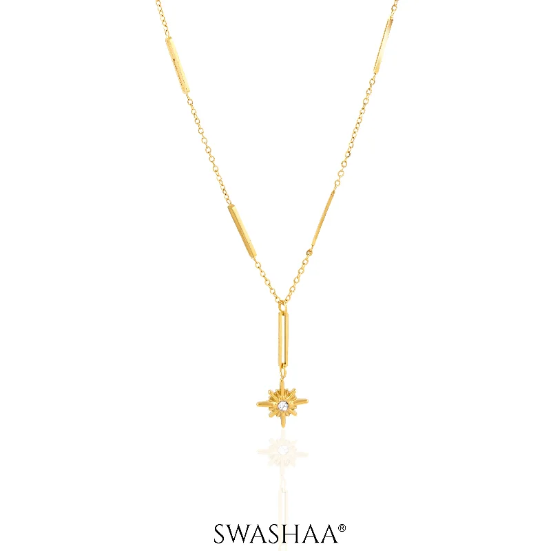 nature-inspired pendant necklace -Solar Star 18K Gold Plated Necklace