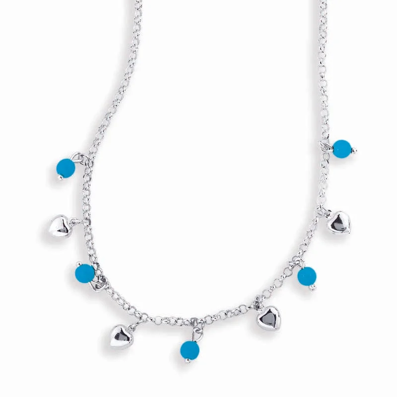 leather chain necklace -STERLING SILVER NECKLACE WITH TURQUOISE